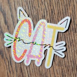 CAT MOM HOLOGRAPHIC STICKER // PLANNER STICKERS